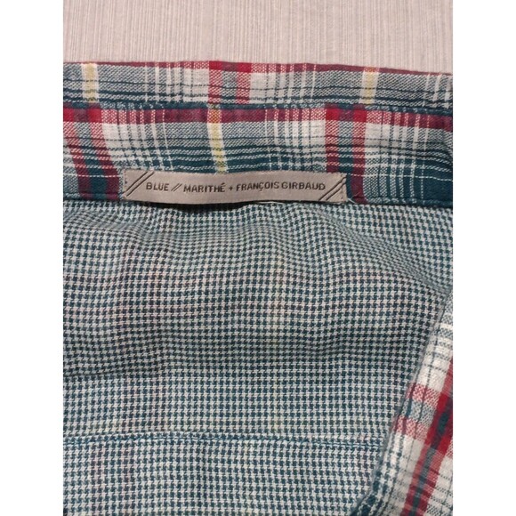 Vtg Marithe Francois Girbaud Button Up Long Sleeve Shirt Plaid Blue Sz XXXL - Picture 3 of 8